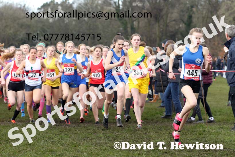 Junior girls, 2020 New Balance English Schools Champs., Sefton Park, Liverpool. Photo: David T. Hewitson/Sports for All Pics